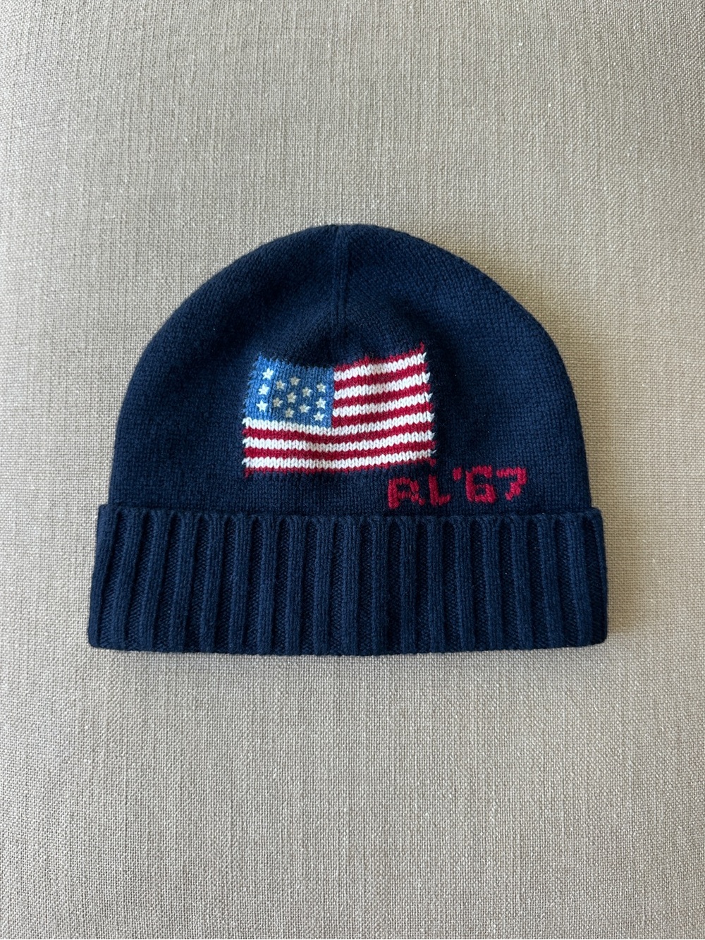 Ralph Lauren “RL 67” Beanie with American Flag (UNISEX)